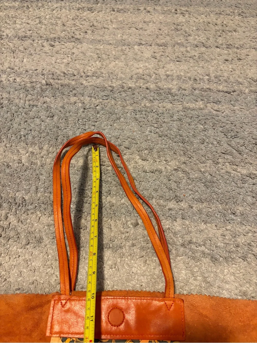 Banana Republic x Trina Turk Orange Leather Suede Large Tote Bag Floral Pocket